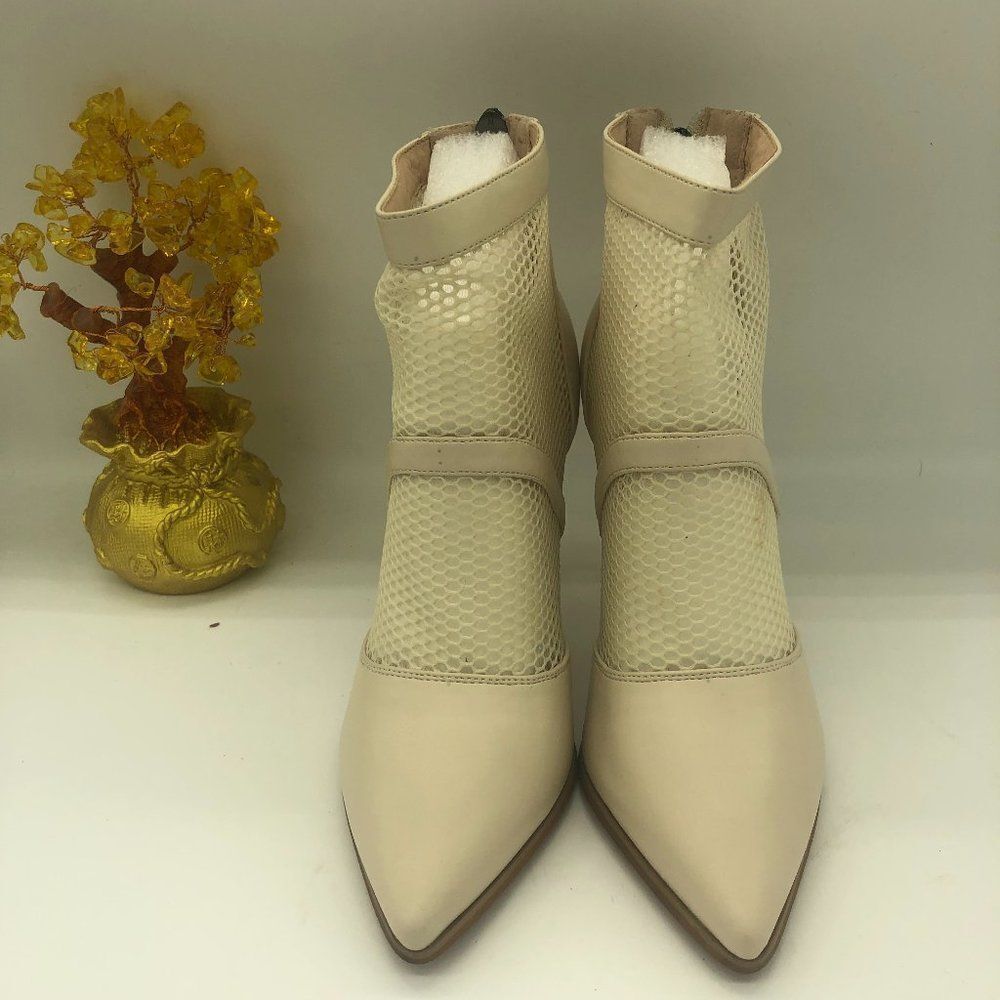 Nude Women Pointed Toe Pointed Toe Mesh Stiletto Booties